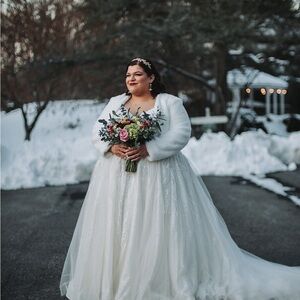 Sleeveless Bridal Ballgown (custom ordered to fit my 5’2” height)